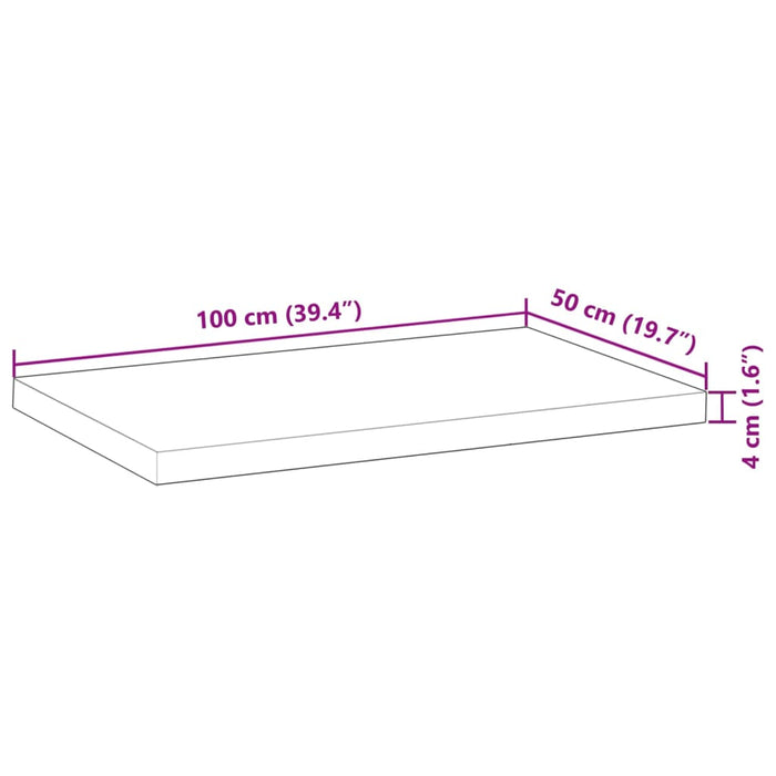 Plate til baderomsskap ubehandlet 100x50x4 cm heltre akasie