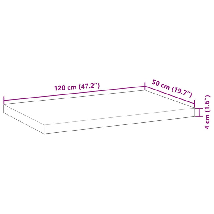 Plate til baderomsskap ubehandlet 120x50x4 cm heltre akasie