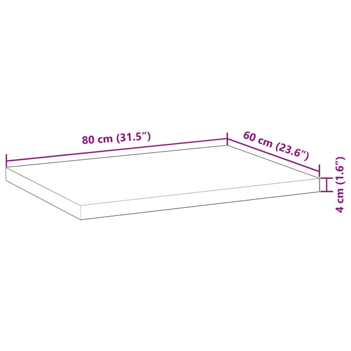 Plate til baderomsskap ubehandlet 80x60x4 cm heltre akasie