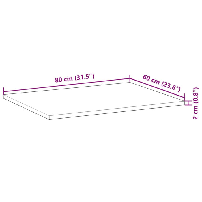 Plate til baderomsskap med finish 80x60x2 cm heltre akasie