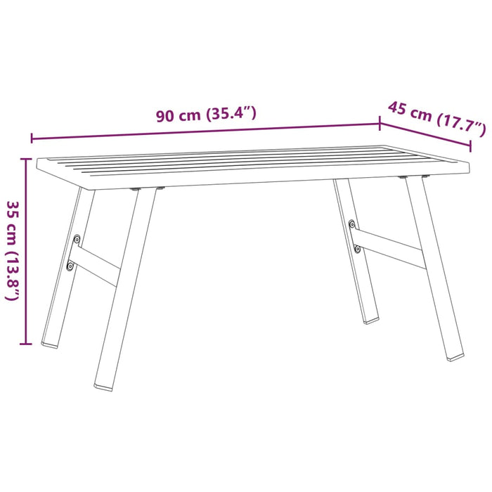 Utendørs salongbord svart 90x45x35 cm pulverlakkert stål