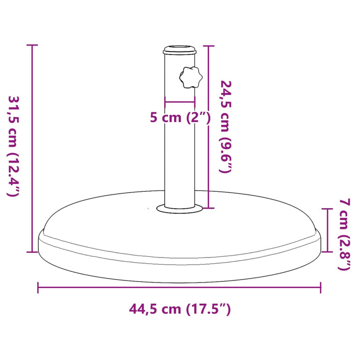 Parasollfot for Ø32/35/38 mm stenger 15 kg rund