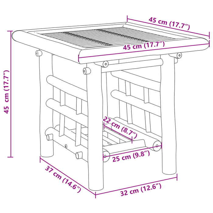 Sidebord 45x45x45 cm bambus