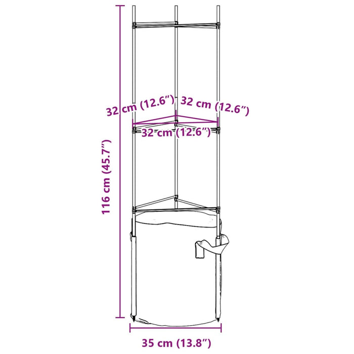 Tomatbur med plantepose 2 stk 116 cm stål og PP