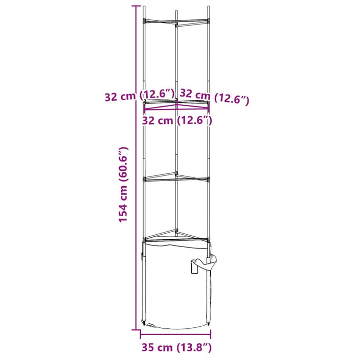 Tomatbur med plantepose 2 stk 154 cm stål og PP