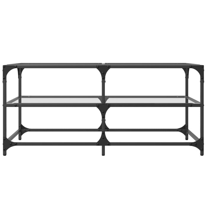Sofabord med gjennomsiktig glassplate 98,5x50x45 cm stål