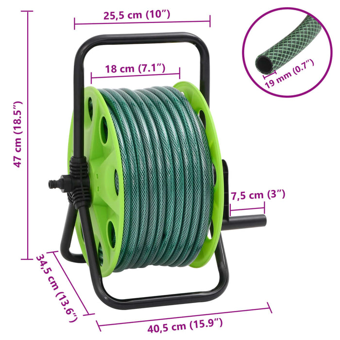 Frittstående slangetrommel grønn med slangefester 0,75" 20m PVC