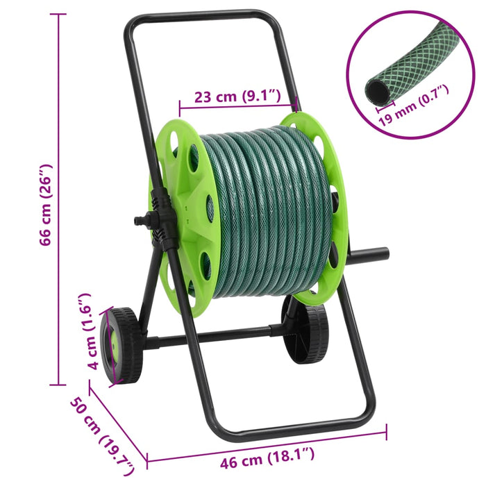 Slangevogn grønn med slangefester 0,75" 20 m PVC