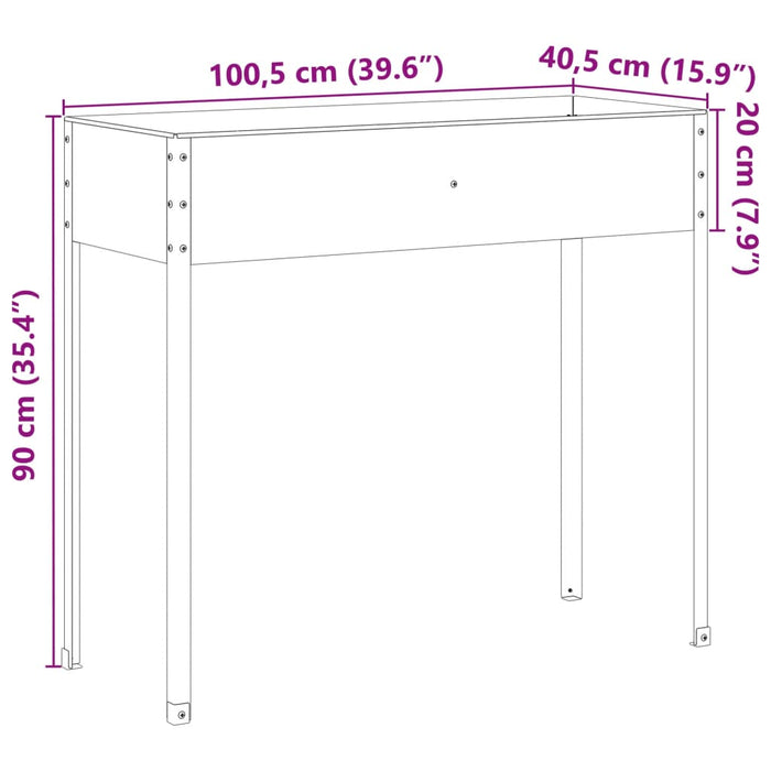 Plantekasse 100,5x40,5x90 cm oksidert stål