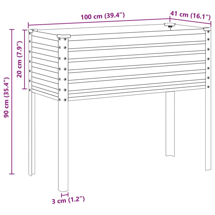 Plantekasse grønn 100x41x90 cm stål