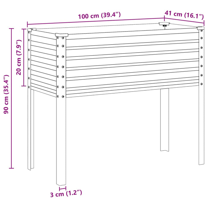 Plantekasse 100x41x90 cm galvanisert stål