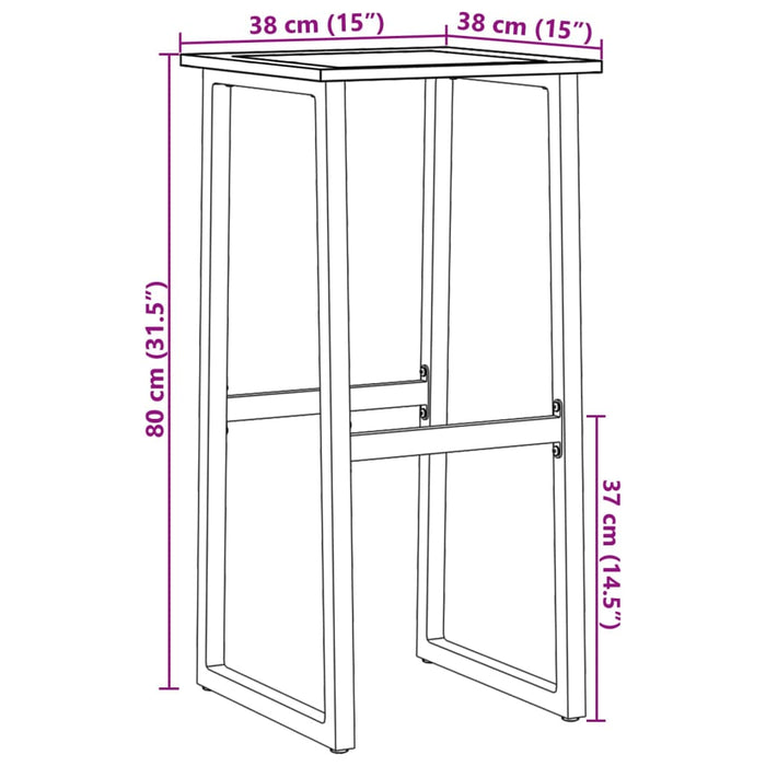 Barkrakker 2 stk svart 38x38x80 cm pulverlakkert stål