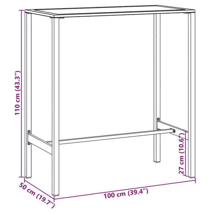 Barbord svart 100x50x110 cm pulverlakkert stål