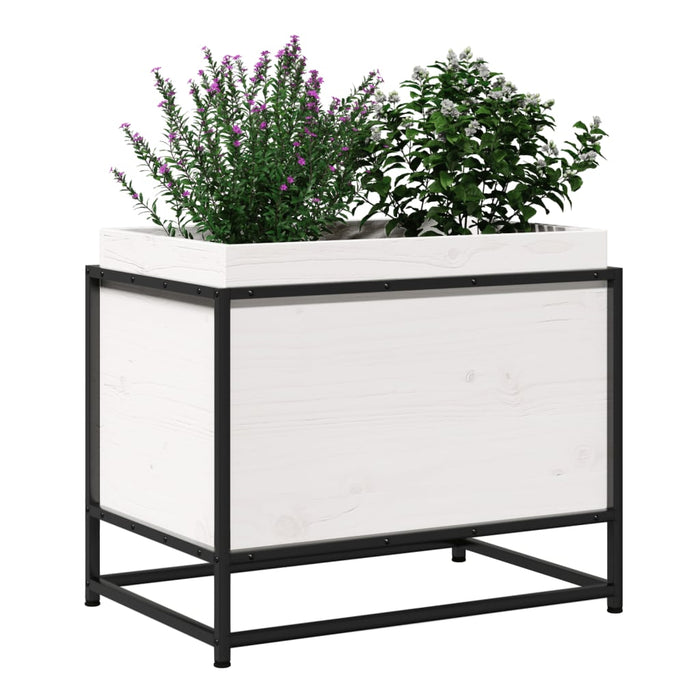 Plantekasse hvit 60x40x50 cm heltre furu