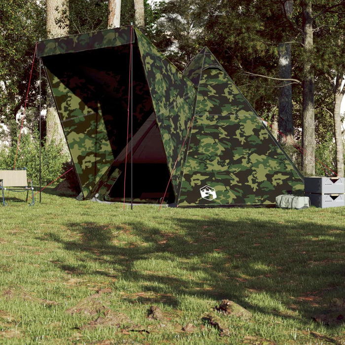 Familietelt tipi for 6 personer kamuflasje vanntett