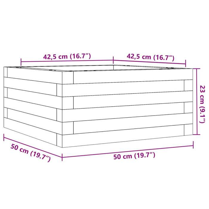 Hageplantekasse voksbrun 50x50x23 cm heltre furu