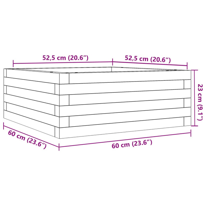 Hageplantekasse 60x60x23 cm impregnert furu