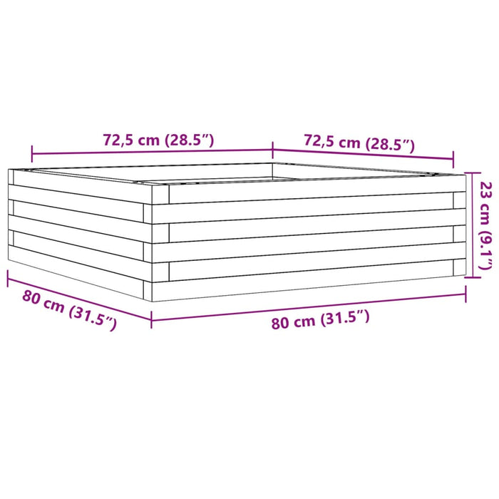 Hageplantekasse hvit 80x80x23 cm heltre furu