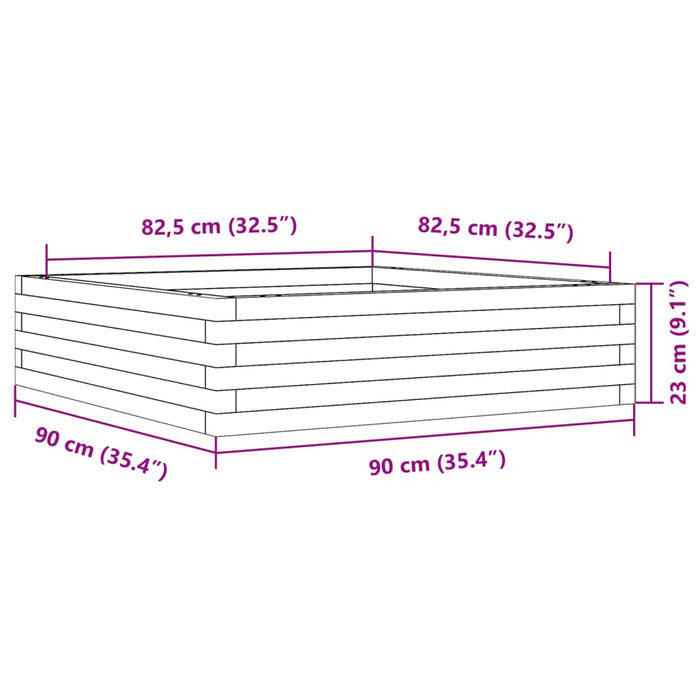 Plantekasse 90x90x23 cm heltre furu