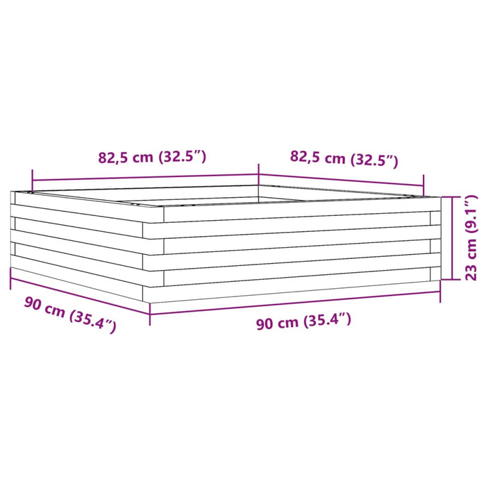 Hageplantekasse hvit 90x90x23 cm heltre furu