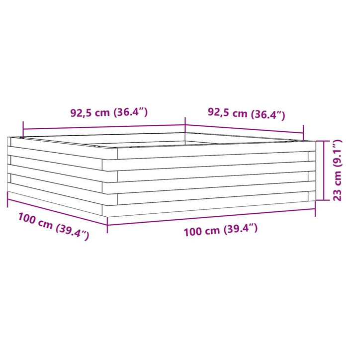 Hageplantekasse 100x100x23 cm heltre furu