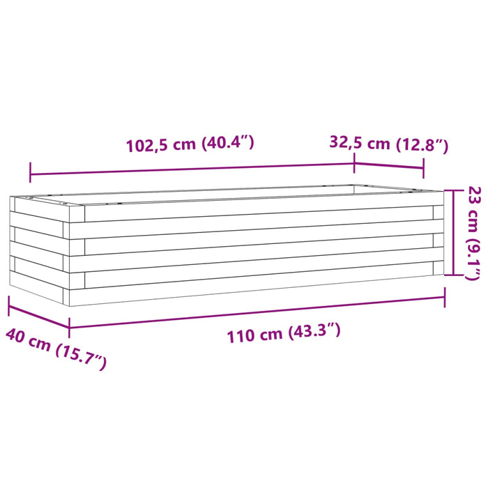 Hageplantekasse voksbrun 110x40x23 cm heltre furu