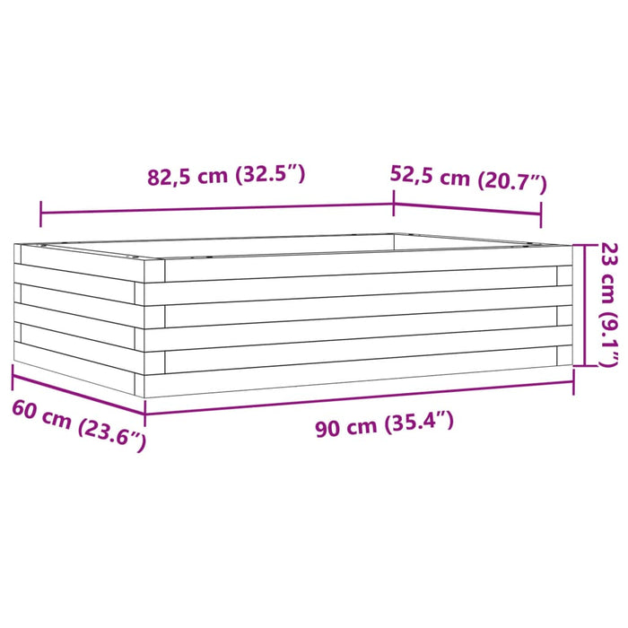 Plantekasse 90x60x23 cm heltre furu