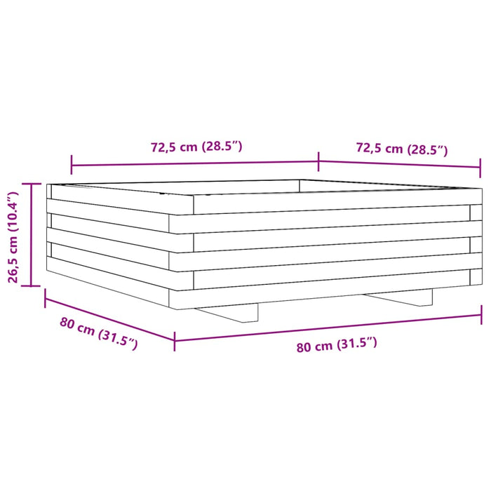 Plantekasse voksbrun 80x80x26,5 cm heltre furu