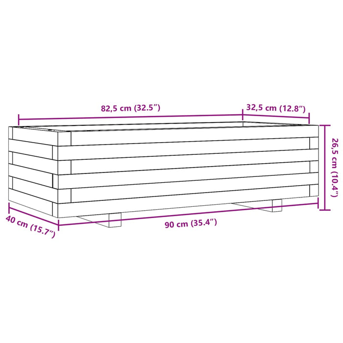 Plantekasse 90x40x26,5 cm heltre furu