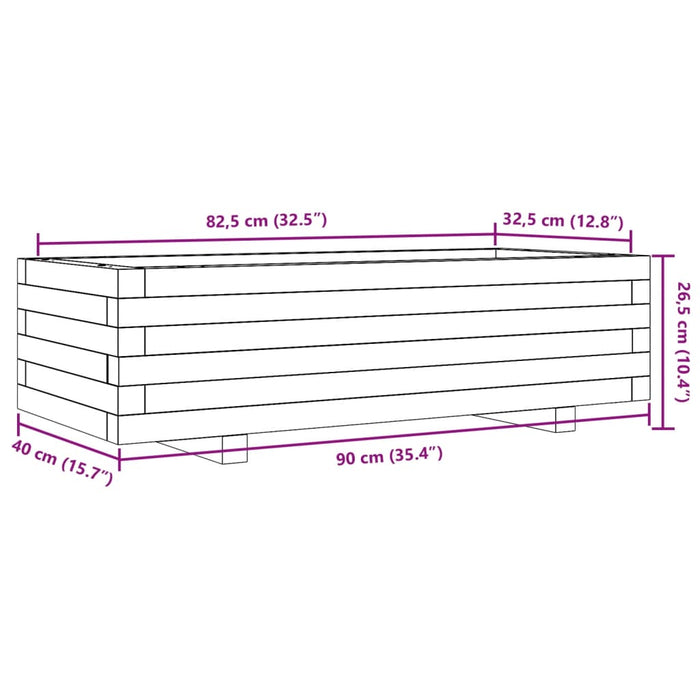 Plantekasse hvit 90x40x26,5 cm heltre furu