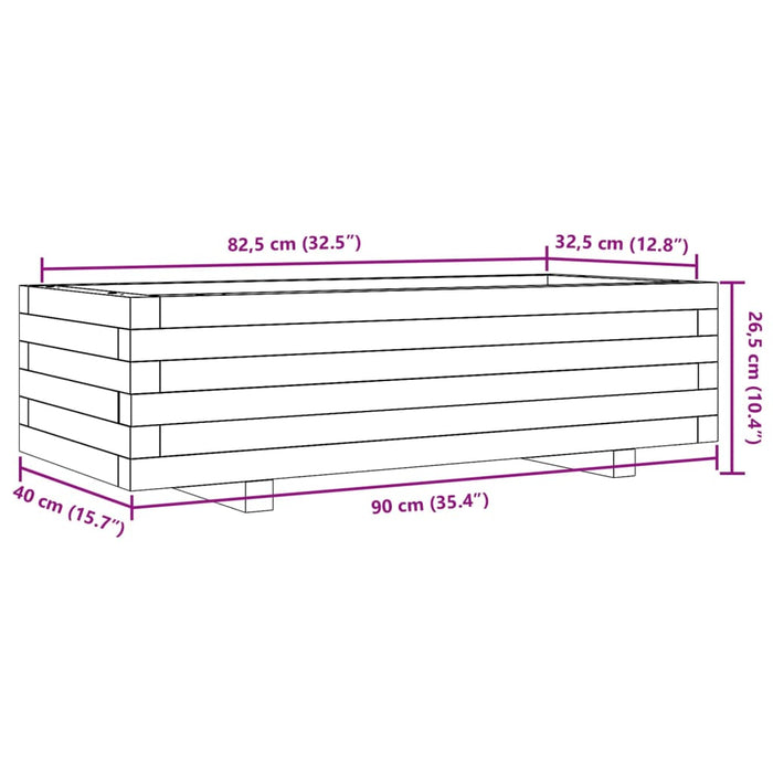 Plantekasse voksbrun 90x40x49,5 cm heltre furu