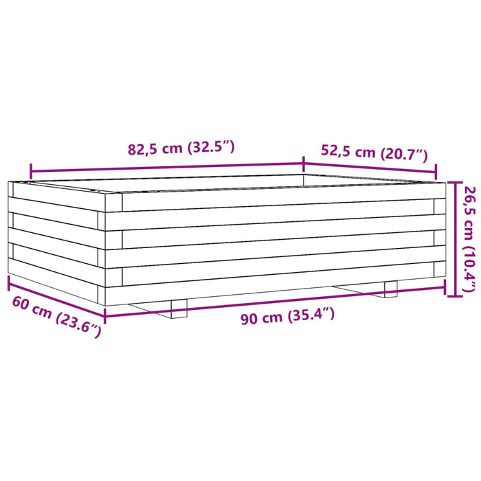 Plantekasse 90x60x26,5 cm heltre furu