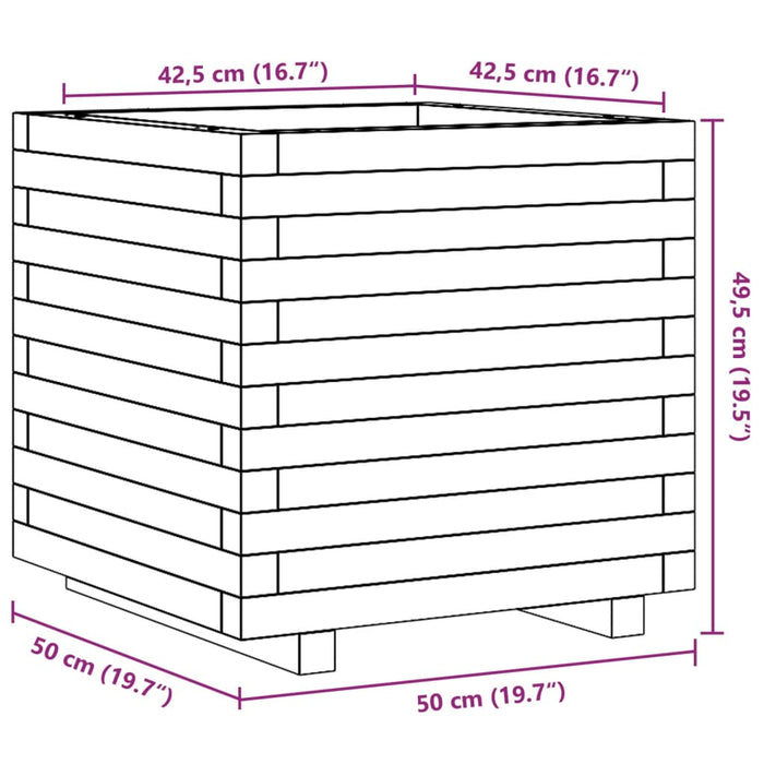 Plantekasse 50x50x49,5 cm heltre furu