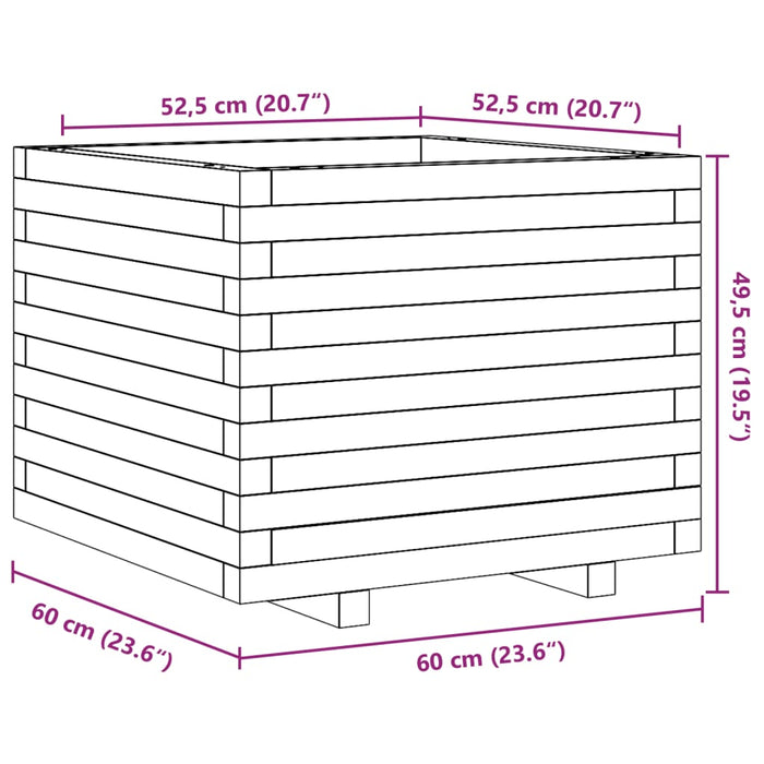 Plantekasse voksbrun 60x60x49,5 cm heltre furu