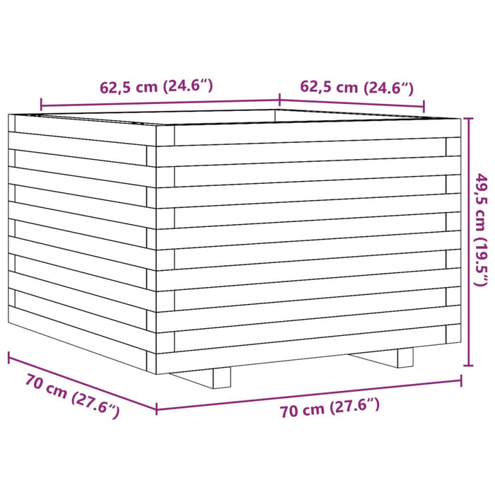 Plantekasse 70x70x49,5 cm heltre furu