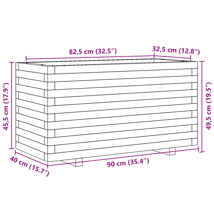 Plantekasse 90x40x49,5 cm heltre furu