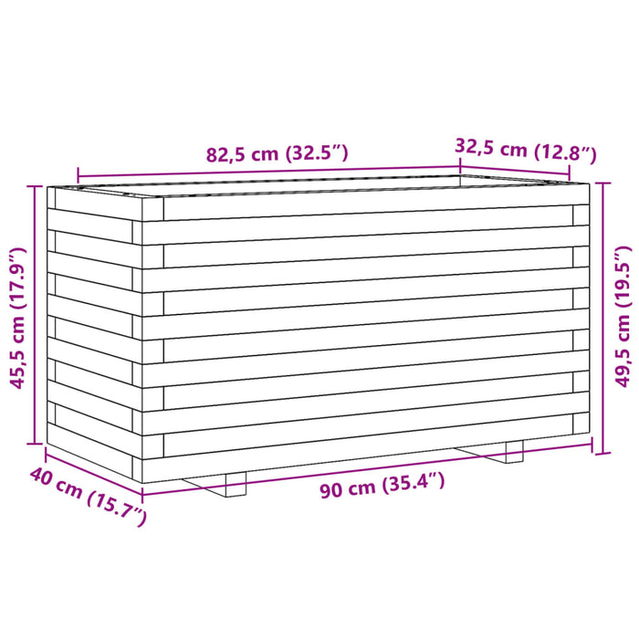 Plantekasse hvit 90x40x49,5 cm heltre furu