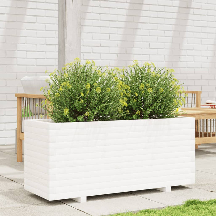 Plantekasse hvit 110x40x49,5 cm heltre furu