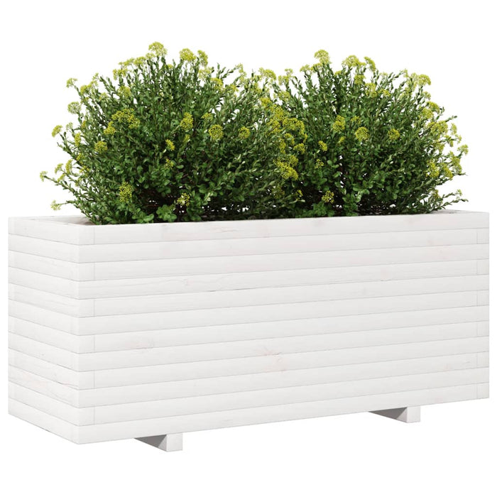 Plantekasse hvit 110x40x49,5 cm heltre furu