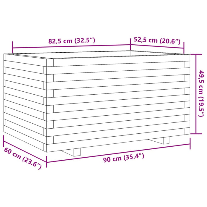 Plantekasse 90x60x49,5 cm heltre furu