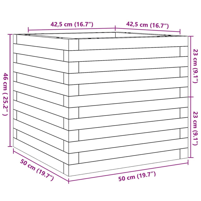 Plantekasse hvit 50x50x46 cm heltre furu