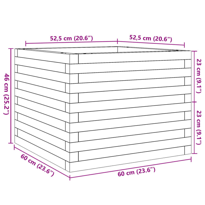 Plantekasse 60x60x46 cm heltre furu