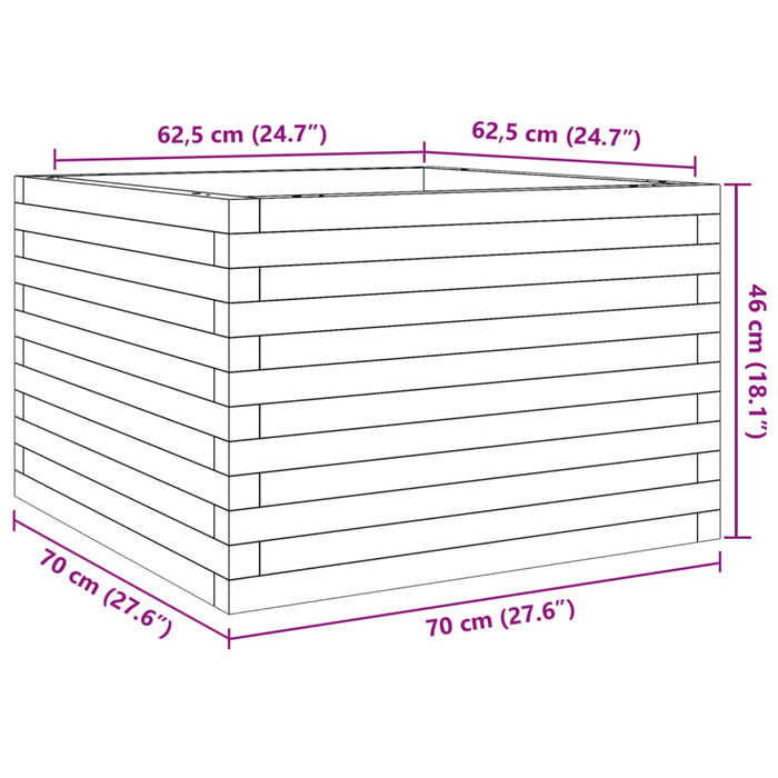 Plantekasser 70x70x46 cm heltre furu