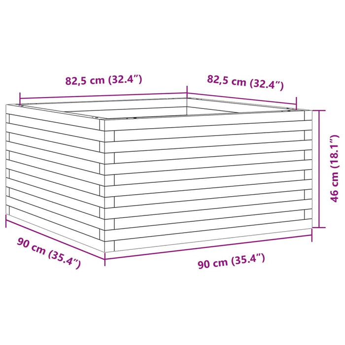 Plantekasse 90x90x46 cm heltre furu