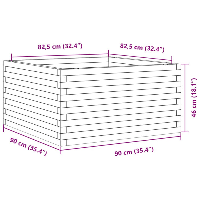 Hageplantekasse hvit 90x90x46 cm heltre furu