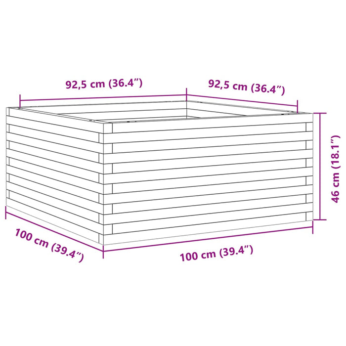 Plantekasse 100x100x46 cm heltre furu