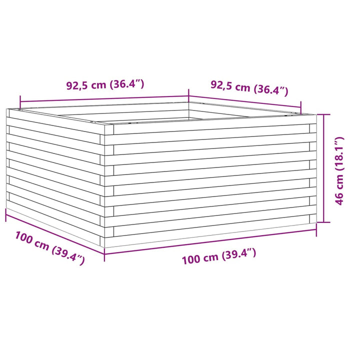 Blomsterkasse 100x100x46 cm impregnert furu