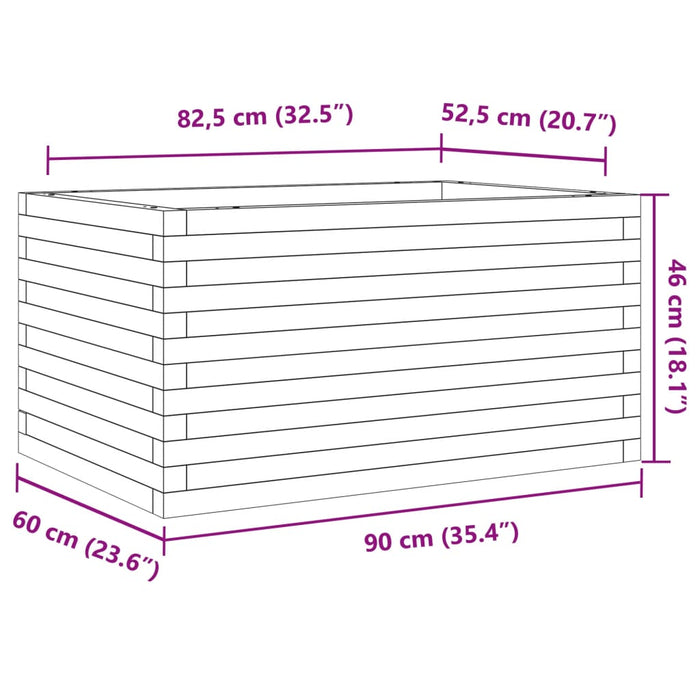 Plantekasse 90x60x46 cm heltre furu