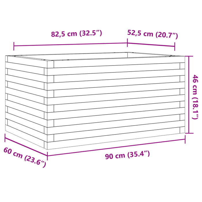 Hageplantekasse voksbrun 90x60x46 cm heltre furu