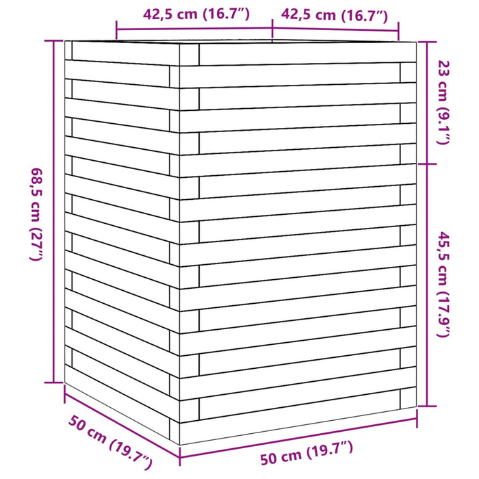 Plantekasse hvit 50x50x68,5 cm heltre furu